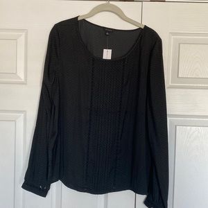Ann Taylor Long-Sleeve Blouse w/ Lace Detailing